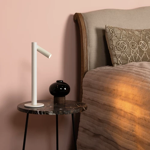 Lucide ANTRIM - wiederaufladbare Schreibtischlampe Innen/Außen - Akku/Batterie - LED Dim. - 1x2,2W 2700K - IP54 - Mit kabelloser Ladestation - Weiß - Atmosphäre 1